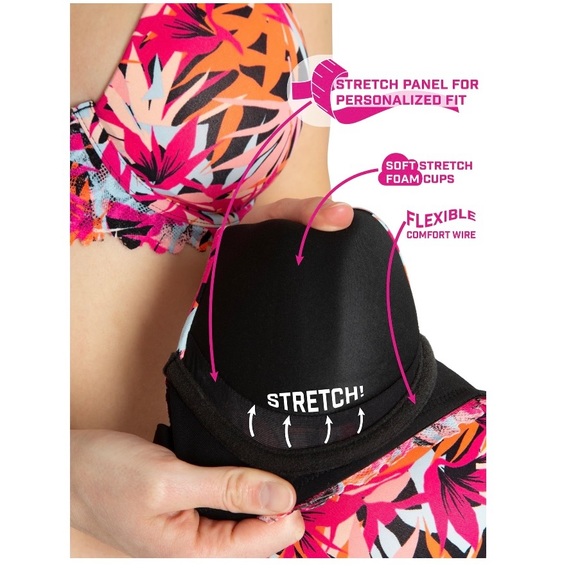 No Boundaries Women’s T-Shirt Bra  Size 40DD with Adjustable Straps, Jungle Pink - Picture 2 of 14